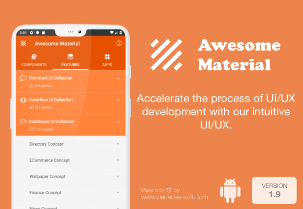 Awesome Material (Google Android Material Design UI Components and Template Collection) 1.9 - 2