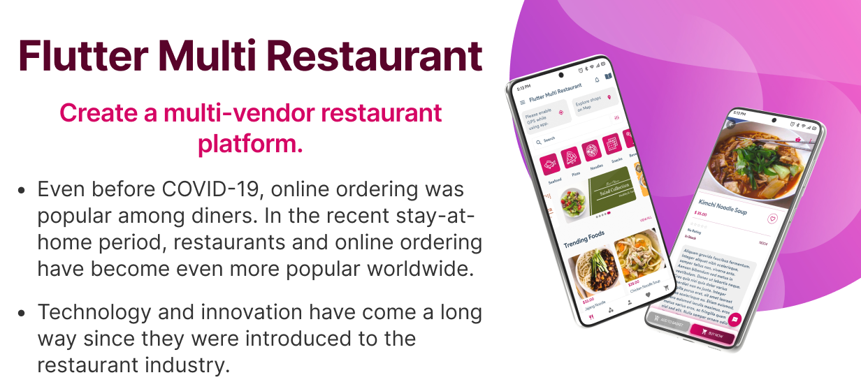 Meilleure application de restaurant pour plusieurs fournisseurs sur Envato utilisant Flutter